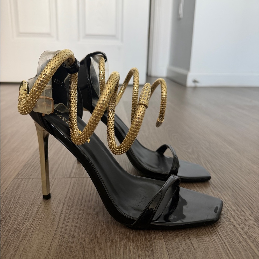Black and Gold Women's Stiletto High Heels